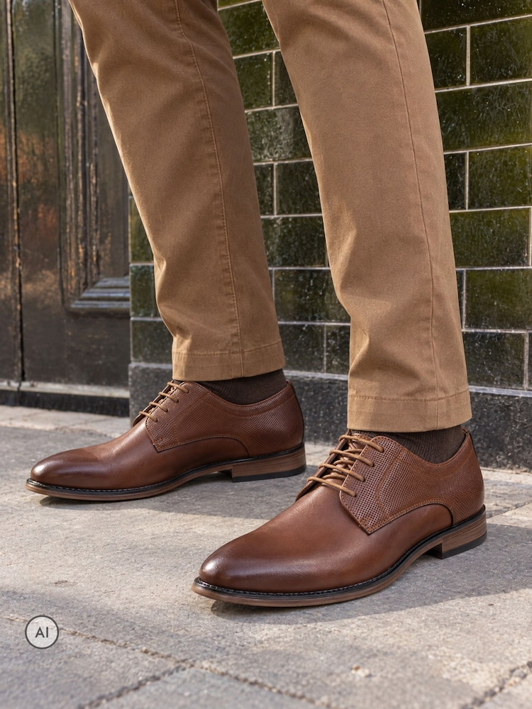棕色 - Novo Niall Derby Lace Up Smart Shoes - 圖片 1，共 6