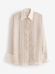 Champagne Gold Spot Long Sleeve Collared Satin Shirt - Image 4 of 5