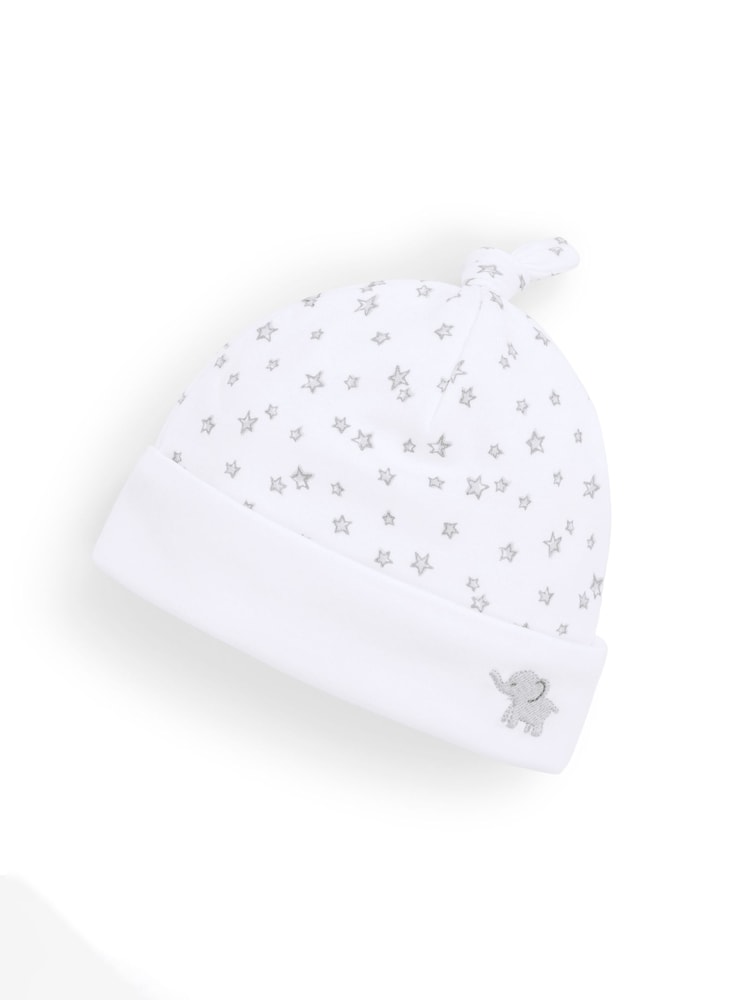 JoJo Maman Bébé White Elephant Star Baby Hat - Image 1 of 2