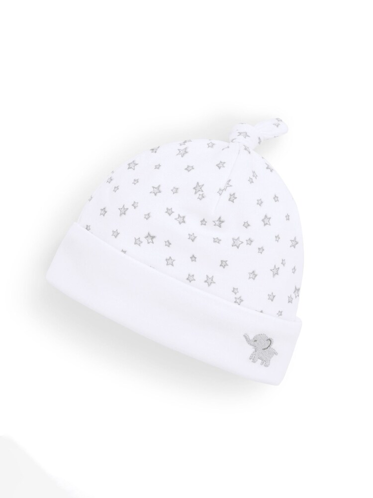 JoJo Maman Bébé White Elephant Star Baby Hat - Image 1 of 2 JoJo Maman Bébé White Elephant Star Baby Hat - Image 1 of 2
