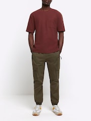 River Island Marron Regular Fit 100% Cotton Slub Pocket T-Shirt - Image 3 of 6
