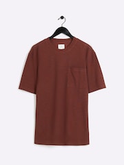 River Island Marron Regular Fit 100% Cotton Slub Pocket T-Shirt - Image 5 of 6