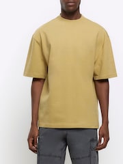 River Island Green Oversized 100% Cotton Studio T-Shirt - Image 1 of 4