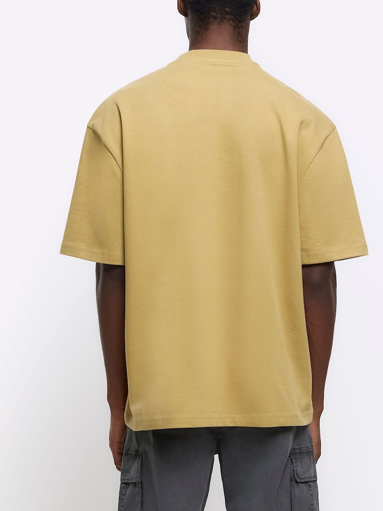 River Island Green Oversized 100% Cotton Studio T-Shirt - Image 2 of 4