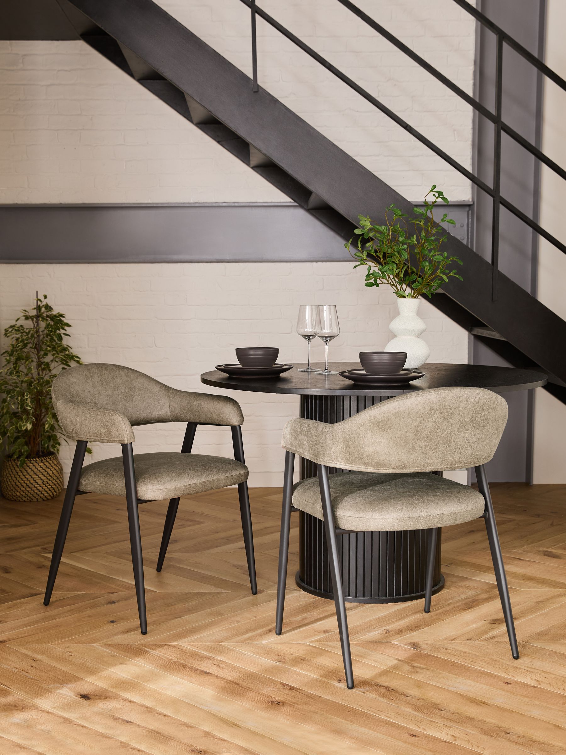 Buy Set of 2 Monza Faux Leather Mink Brown Nora Dining Chairs from the Next UK online shop