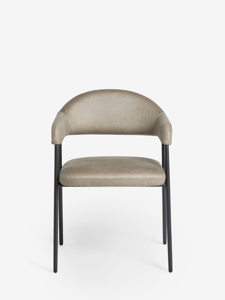 Set of 2 Monza Faux Leather Mink Brown Nora Dining Chairs - Image 2 of 8