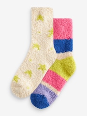 Multi Bright Stripe Cosy Socks 2 Pack - Image 1 of 3