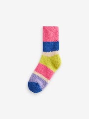Multi Bright Stripe Cosy Socks 2 Pack - Image 2 of 3