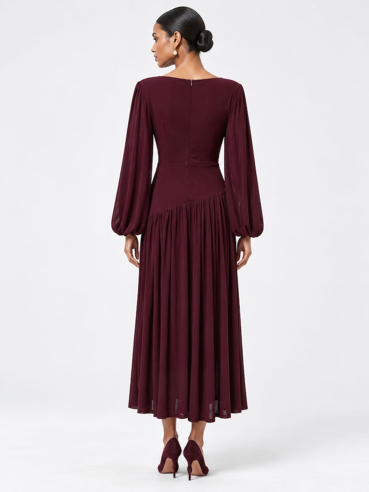 Jolie Moi Boat Neck Balloon Sleeve Maxi Dress - Image 2 of 8 Jolie Moi Boat Neck Balloon Sleeve Maxi Dress - Image 2 of 8