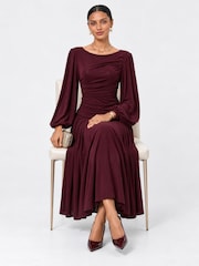 Jolie Moi Boat Neck Balloon Sleeve Maxi Dress - Image 4 of 8