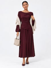 Jolie Moi Boat Neck Balloon Sleeve Maxi Dress - Image 6 of 8