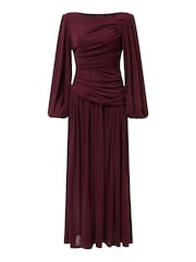 Jolie Moi Boat Neck Balloon Sleeve Maxi Dress - Image 7 of 8