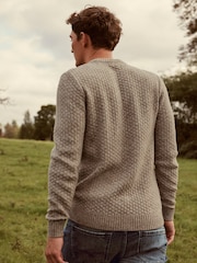 Neutral Basket Textured Regular Crew Neck Jumper - Image 4 of 7