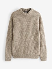 Neutral Basket Textured Regular Crew Neck Jumper - Image 5 of 7