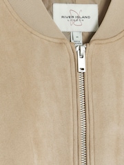 River Island Natural Regular Fit Suedette Bomber Jacket - Image 6 of 6