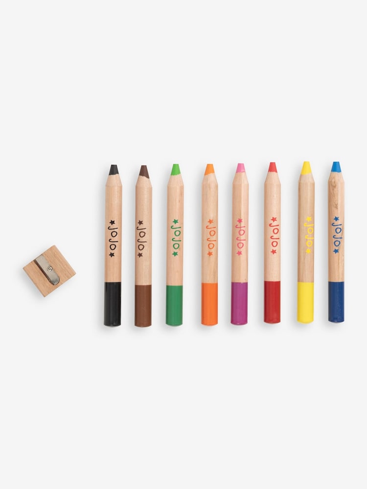 JoJo Maman Bébé 8 Chunky Wooden Colouring Pencils - Image 1 of 3