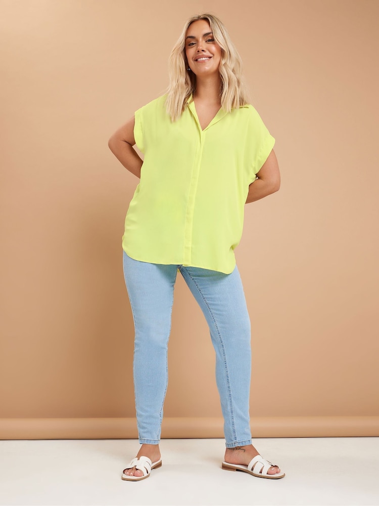 Yours Curve Green Button Through 100% Cotton Shirt - Image 2 of 6
