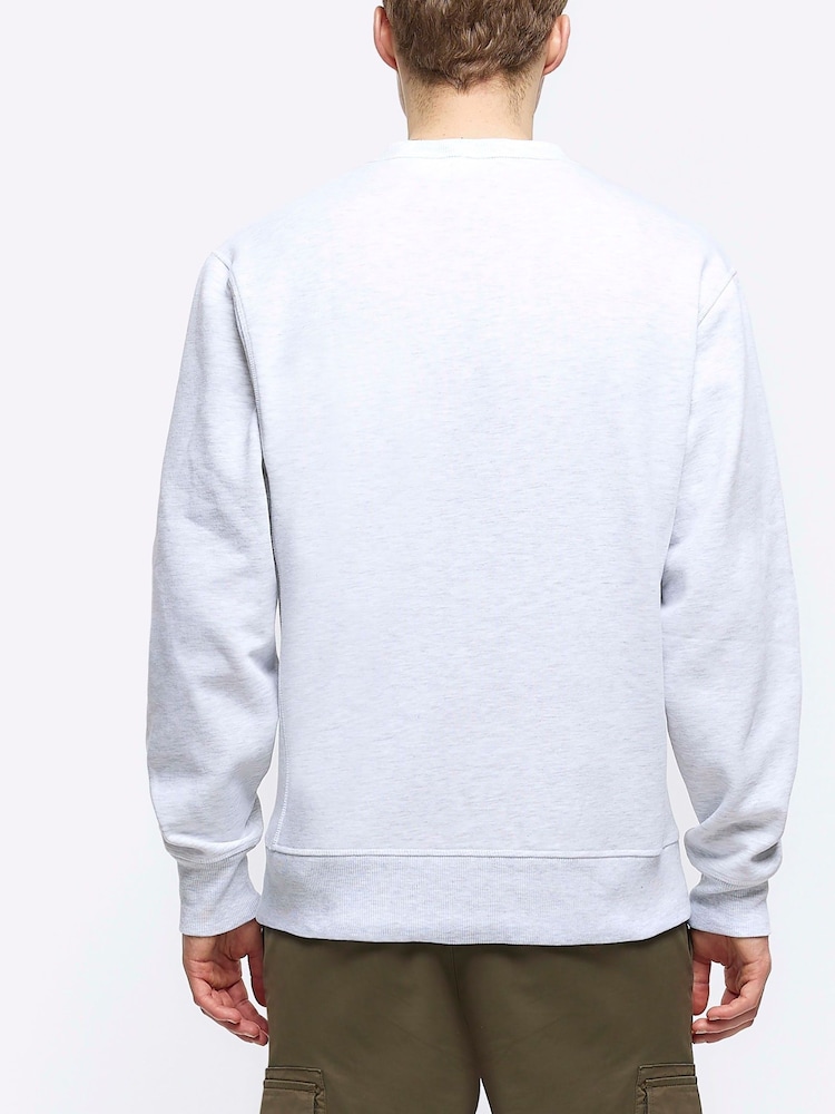 River Island Grey Essential Crew Sweat Top - Image 2 of 6 River Island Grey Essential Crew Sweat Top - Image 2 of 6