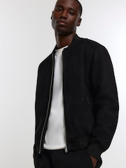 River Island Black Regular Fit Suedette Bomber Jacket - Image 7 of 10
