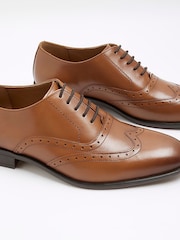River Island Brown Chrome Lace up Brogue Derby Shoes - Image 5 of 6