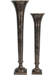 Libra Interiors Pewter Grey Large Merapi Lava Extra Trumpet Vase 145cm - Image 2 of 4