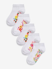 Beli rožast vzorec - 5 Pack Cotton Rich vložek za čevlje Trainer Socks - Slika 1 iz 5