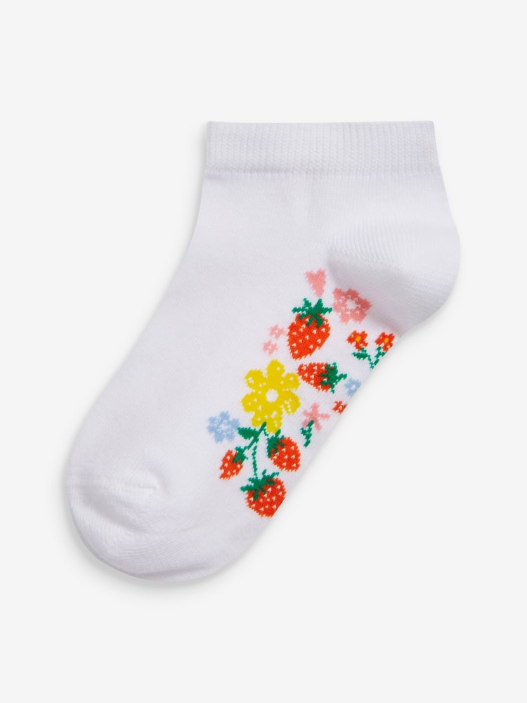 Beli rožast vzorec - 5 Pack Cotton Rich vložek za čevlje Trainer Socks - Slika 2 iz 5