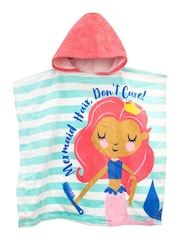 Harry Bear Blue Girls 100% Cotton Mermaid Poncho - Image 1 of 5