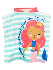 Harry Bear Blue Girls 100% Cotton Mermaid Poncho - Image 3 of 5