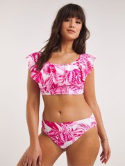 Figleaves Pink Floral Fiji Ruffle Detail Bikini Top - Image 1 of 4