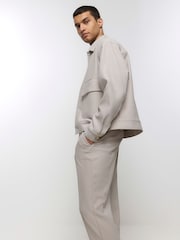 River Island Cream Plisse Tapered Trousers - Image 3 of 4