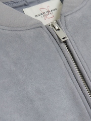 Blau - River Island Bomberjacke aus Velourslederimitat, normale Passform - Bild 4 von 4