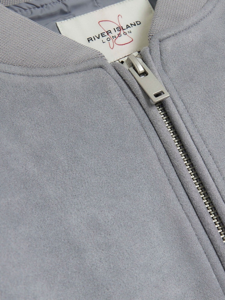 Blau - River Island Bomberjacke aus Velourslederimitat, normale Passform - Bild 4 von 4