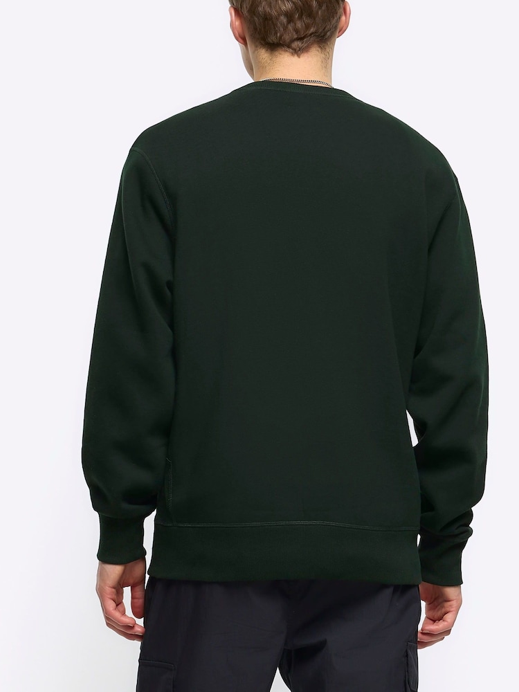 River Island Green Long Sleeve Essential Crew Jacket - Image 2 of 4 River Island Green Long Sleeve Essential Crew Jacket - Image 2 of 4