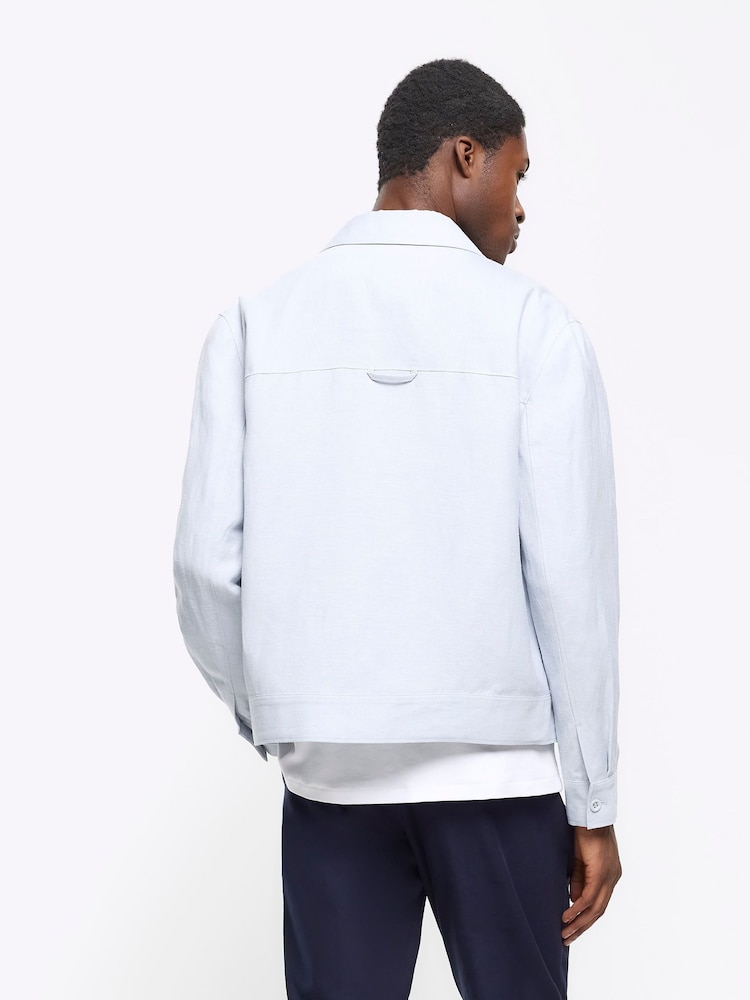 River Island Blue Linen Jacket - Image 2 of 4