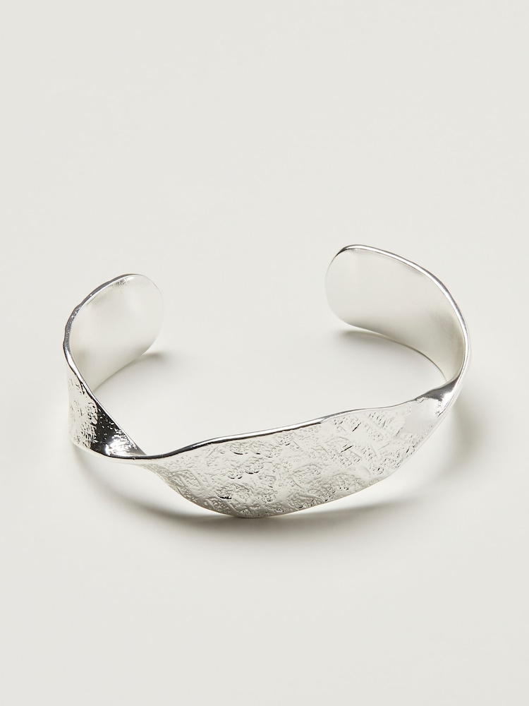 Oliver Bonas Silver Plated Sculptural Twist Cuff Bangle - Image 2 of 5