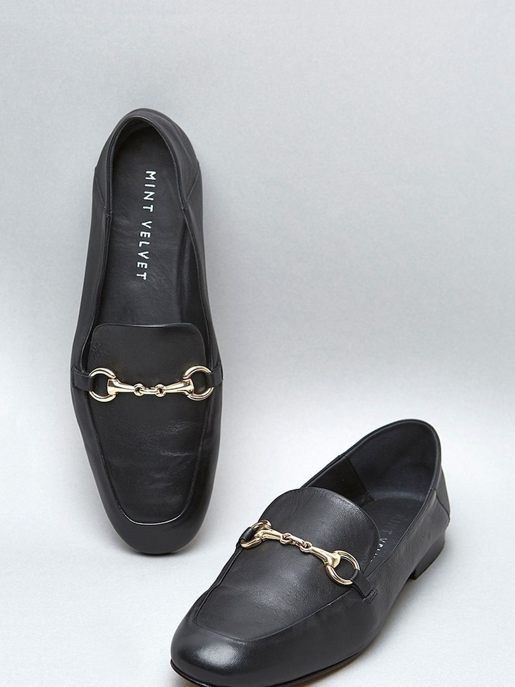 Mint Velvet Black Leather Camille Loafers - Image 2 of 5