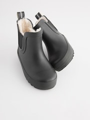Black Plain Warm Lined Ankle Wellies - Image 1 of 6