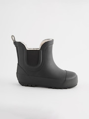 Black Plain Warm Lined Ankle Wellies - Image 3 of 6
