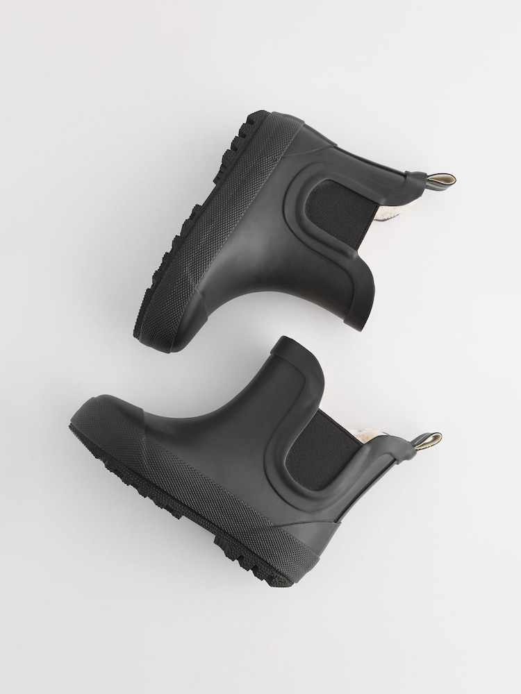 Black Plain Warm Lined Ankle Wellies - Image 4 of 6