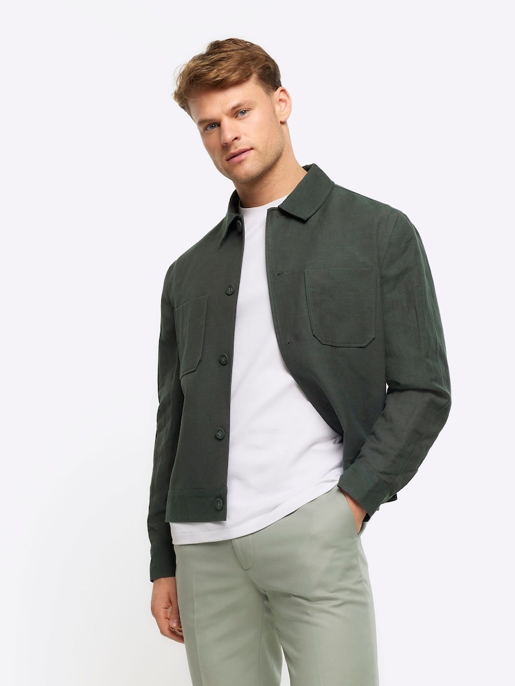 River Island Green Linen Jacket - Image 1 of 6