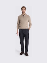 MOSS Brown Merino-Blend Zip-Neck Jumper - Image 2 of 3