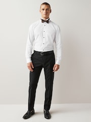 White/Bronze Slim Fit Single Cuff Occasion Shirt And Bow Tie Set - Image 2 of 9