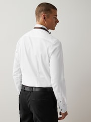 White/Bronze Slim Fit Single Cuff Occasion Shirt And Bow Tie Set - Image 3 of 9