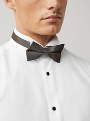 White/Bronze Slim Fit Single Cuff Occasion Shirt And Bow Tie Set - Image 5 of 9
