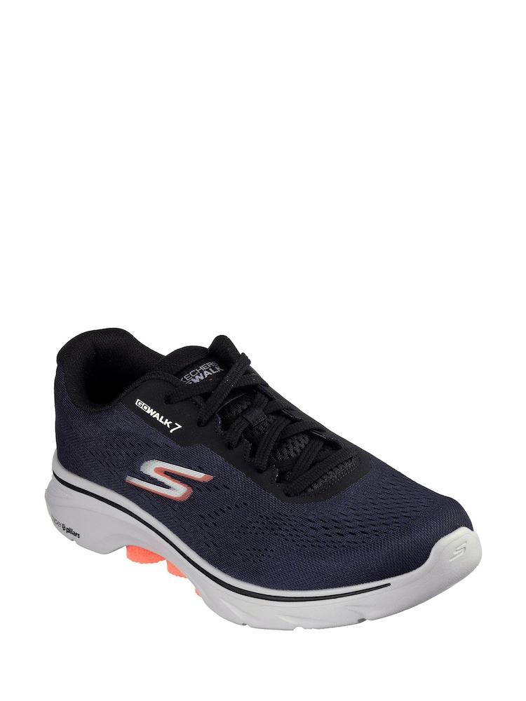 Skechers Black/Navy Go Walk 7 Avalo Trainers - Image 2 of 4 Skechers Black/Navy Go Walk 7 Avalo Trainers - Image 2 of 4