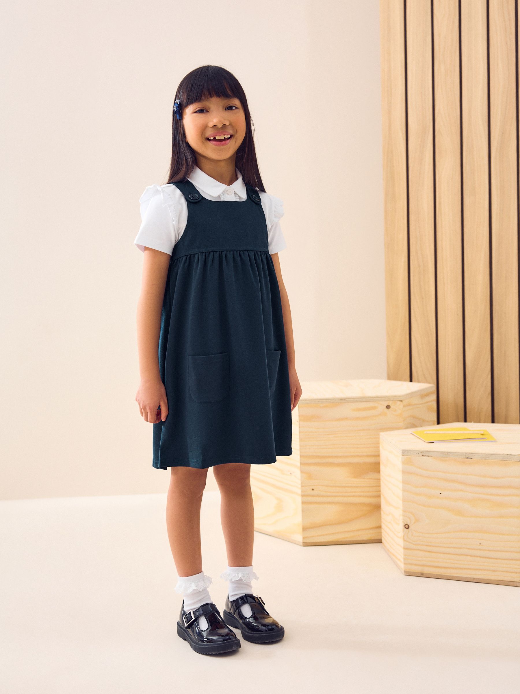 Buy Navy Blue Jersey Stretch Pinafore School Dress 3 14yrs from Next USA