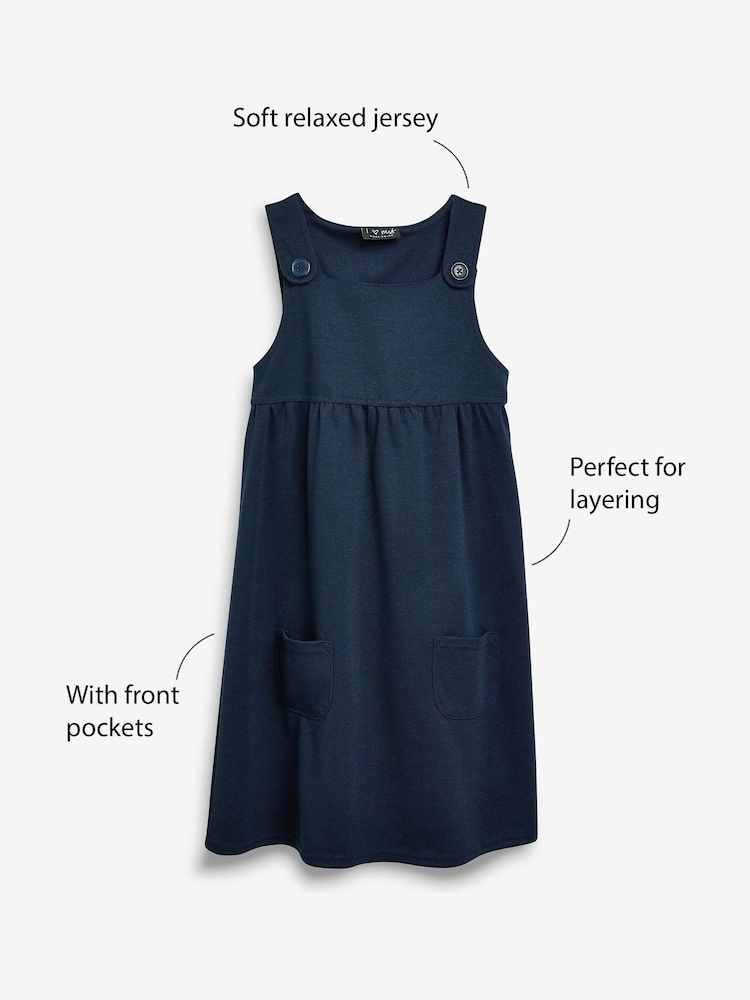 Navy Blue Jersey Stretch Pinafore School Dress (3-14yrs) - Image 3 of 8