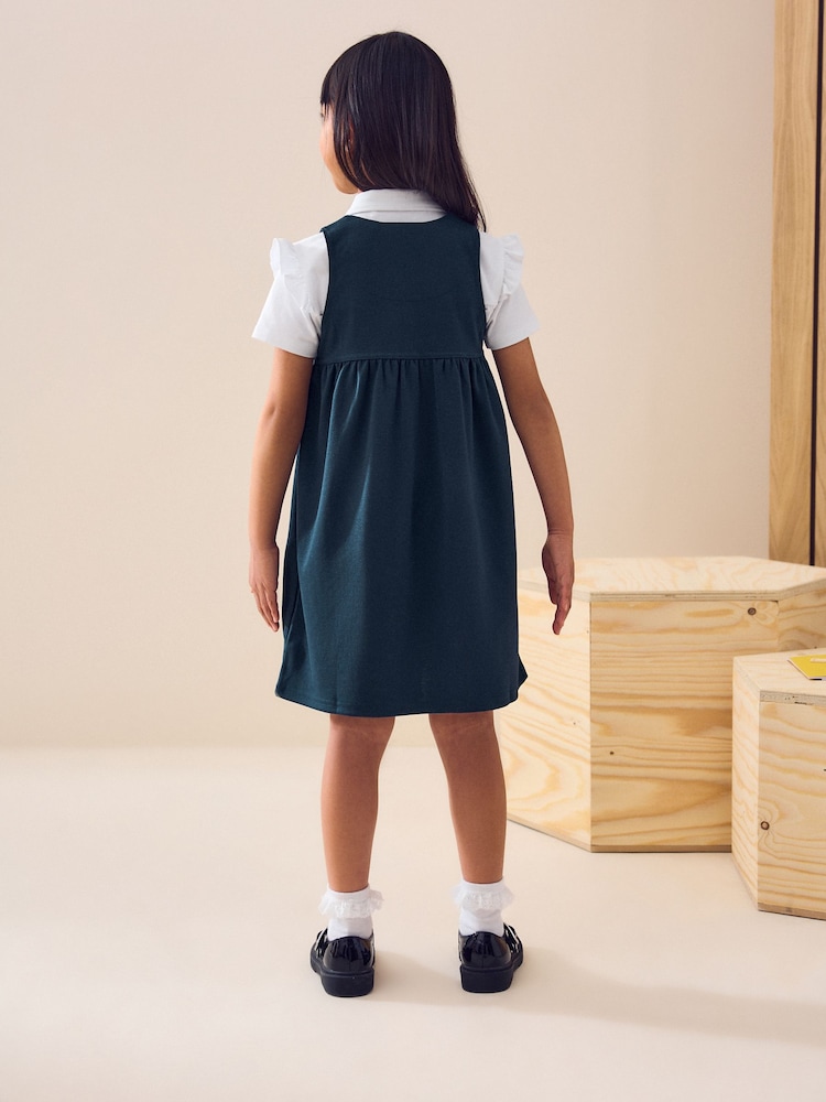 Navy Blue Jersey Stretch Pinafore School Dress (3-14yrs) - Image 4 of 8