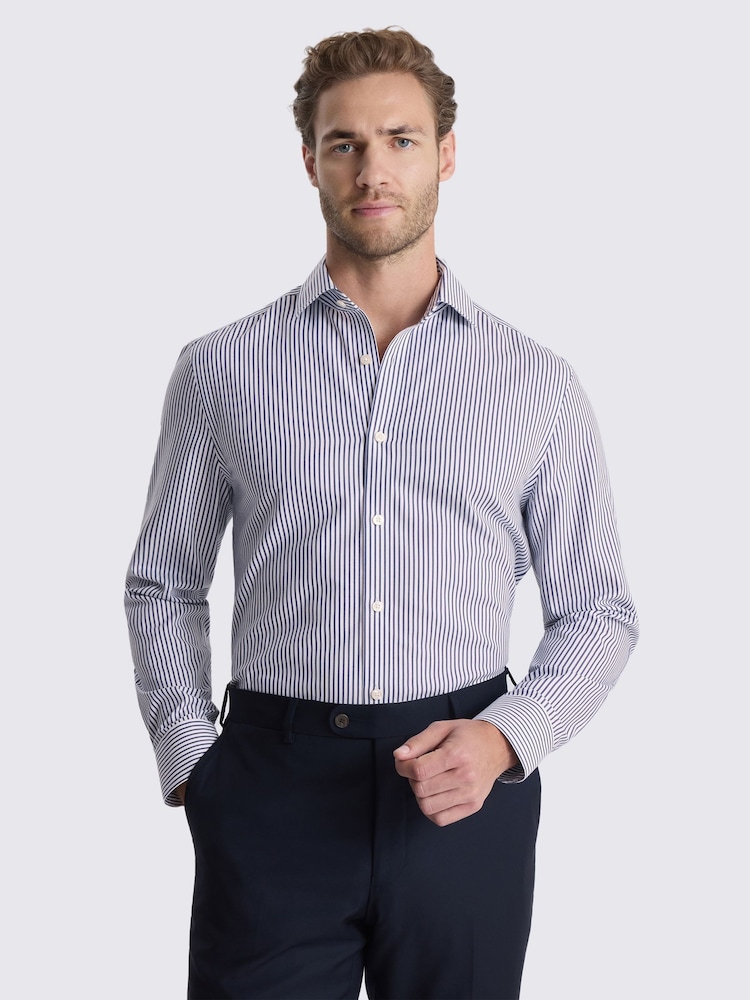 Теңіз көк - MOSS Tailored Fit Stripe Non-Iron Shirt - 2суретінің 1 суреті